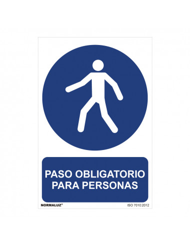 Panneau utilisation obligatoire "paso obligatorio para personas" (pvc 0.7mm) 30x40cm