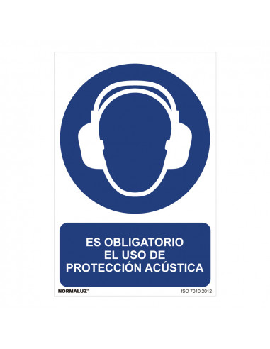 Panneau utilisation obligatoire "paso obligatorio con uso de proteccion acustica" (pvc 0.7mm) 30x40cm
