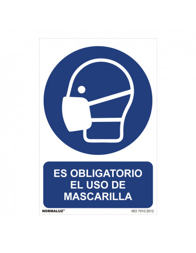 Panneau utilisation obligatoire "es obligatorio el uso de mascarilla" (pvc 0.7mm) 30x40cm