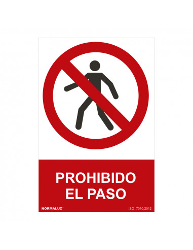 Panneau d'interdiction "prohibido el paso" (pvc 0.7mm) 30x40cm