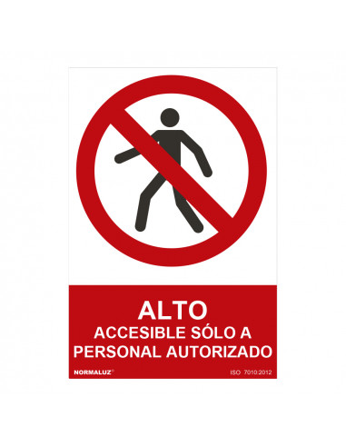 Panneau d'interdiction "alto accesible solo a personal autorizado" (pvc 0.7mm) 30x40cm
