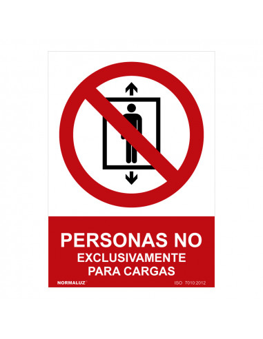 Panneau d'interdiction "personas no, exclusivamente para cargas" (pvc 0.7mm) 30x40cm