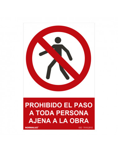 Panneau d'interdiction "prohibido el paso a toda persona ajena a la obra" (pvc 0.7mm) 30x40cm