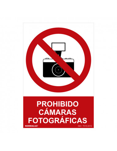 Panneau d'interdiction "prohibido camaras fotograficas" (pvc 0.7mm) 30x40cm