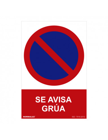 Panneau d'interdiction "se avisa grua" (pvc 0.7mm) 30x40cm