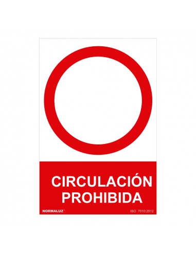 Panneau d'interdiction "circulacion prohibida" (pvc 0.7mm) 30x40cm