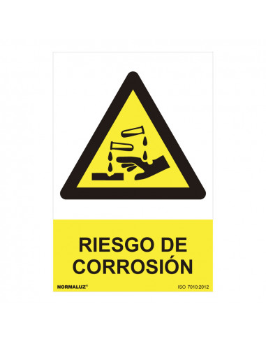 Panneau de danger "riesgo de corrosion" (pvc 0.7mm) 30x40cm