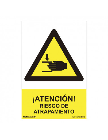 Panneau de danger "atencion, riesgo de atrapamiento" (pvc 0.7mm) 30x40cm