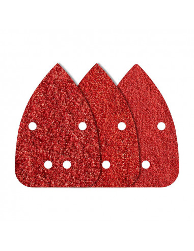 Pack 10 feuilles abrasives adhesives, corindon, grain 80, 120 et 240, perforées, 96x136mm 1756000 wolfcraft