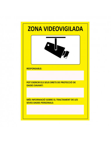Panneau zone de videosurveillance catalan pvc 0.7mm 21x30cm