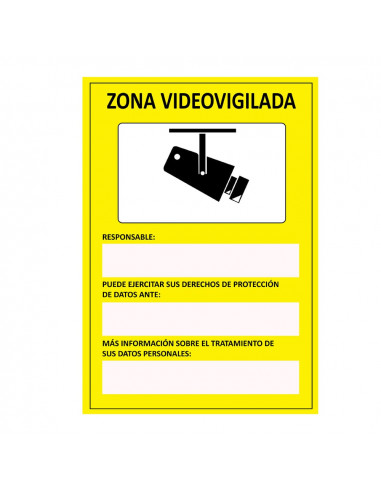 Panneau zone de videosurveillance (espagnol) adhesive 15x20cm