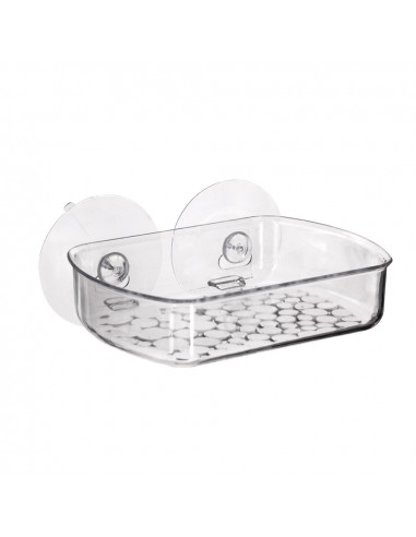 Porte-savon en plastique transparent modele galet.