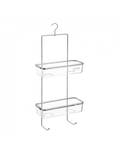 Organiseur polypropylene transparent pour douche avec deux plateaux