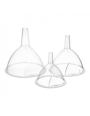 Set 3 entonnoirs en plastique transparent.