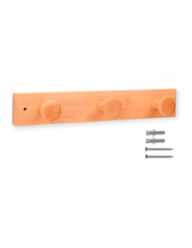 Cintre en bois de frêne 3 boutons avec texture naturelle. inofix