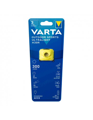 Lampe de poche frontale ultralight h30r jaune varta.