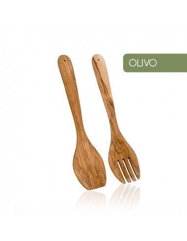 Couverts a salade bois d'olivier metaltex