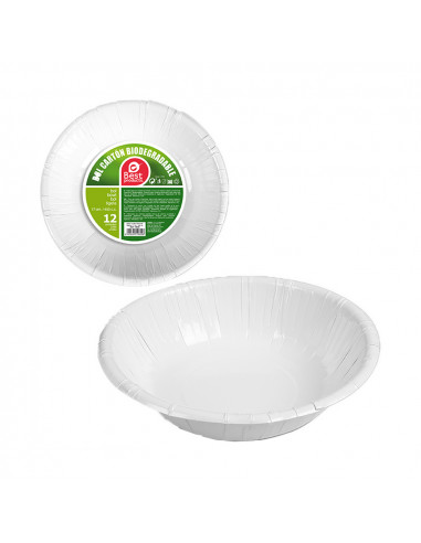 Pack de 12 bols blancs en carton 17cm best products green