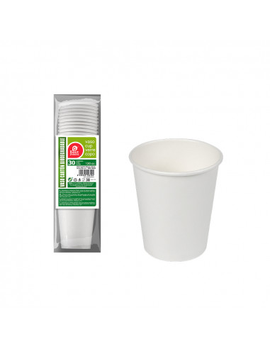 Pack de 30 verres blancs en carton 120cc best products green