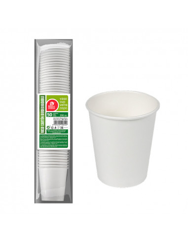 Pack de 50 verres blancs en carton 200cc best products green