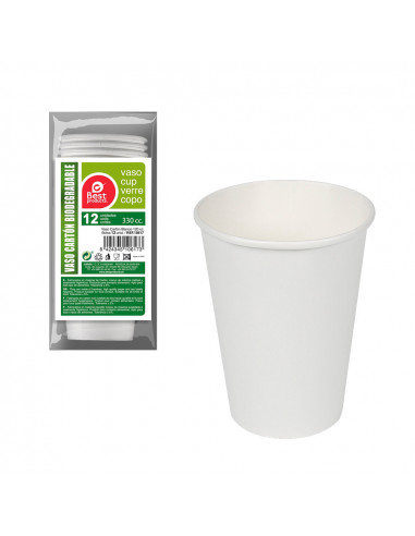 Pack de 12 verres blancs en carton 330cc best products green