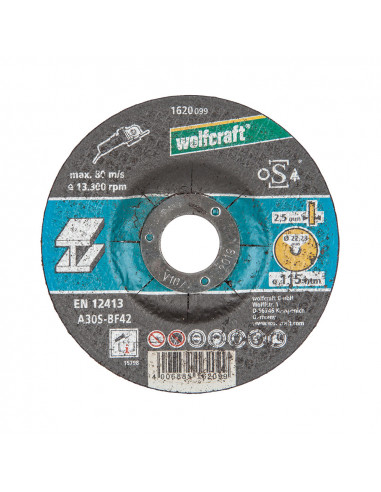 Disque de coupe pour metal ø115x2,5x22,23mm. 1620099 wolfcraft