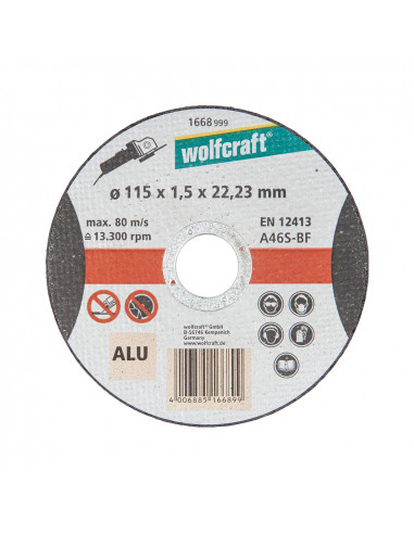 Disque de coupe pour aluminium ø115x1,5x22,23mm. 1668999 wolfcraft