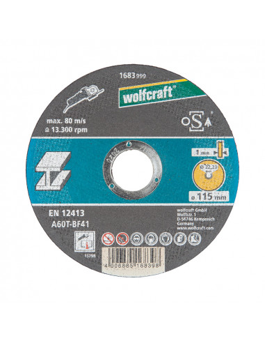 Disque de coupe pour metal ø115x1,0x22,23mm. 1683999 wolfraft