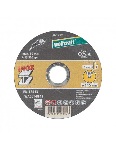 Disque de coupe de precision pour acier inoxydable ø115x1,0x22,23mm.1685999 wolfcraft