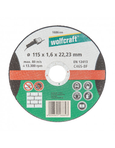 Disque de coupe de precision pour pierre ø115x1,6x22,23mm. 1686999 wolfcraft