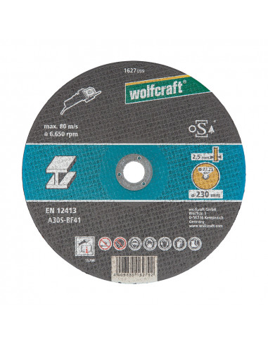 Disque de coupe pour metal ø230x2,5x22,23mm. 1627099 wolfcraft