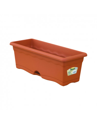 Jardinière avec plaque intégrée couleur terracotta 60x20cm