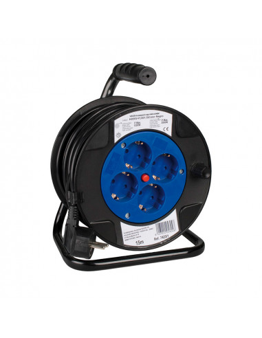 Enrouleur de cable 15m 3x1,5mm avec 4 prises bipolaires et t/tl solera. 7423/2