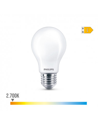 Ampoule led standard e27 8,5w 1055lm 2700k lumière chaude ø6x10,4cm. philips