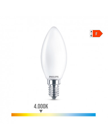 Ampoule bougie led e14 4.3w 470lm 4000k lumière du jour philips