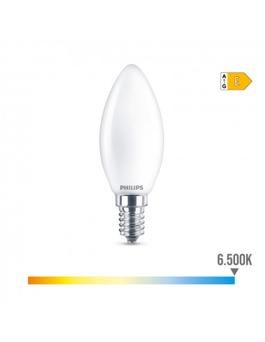 Ampoule bougie led e14 6.5w 806lm 6500k lumière froide ø3.5x9.7cm. philips