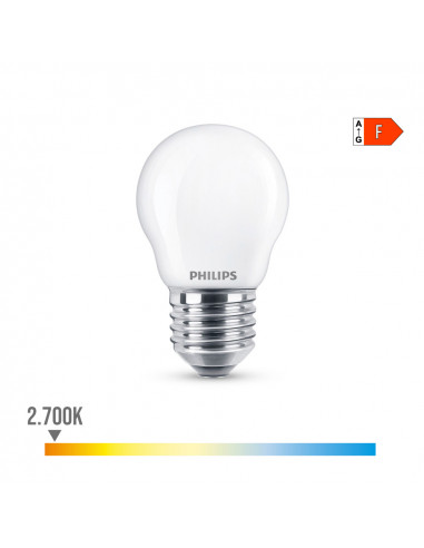 Ampoule led sphérique e27 4.3w 470lm 2700k lumière chaude ø4.5x8,2cm philips