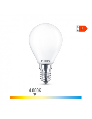 Ampoule sphérique led e14 4.3w 470lm 4000k lumière du jour ø4.5x8.2cm philips