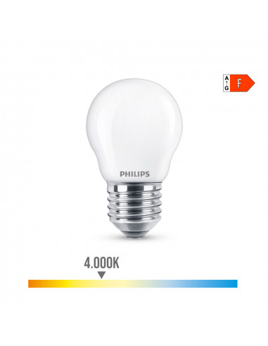 Ampoule led sphérique e27 4.3w 470lm 4000k lumière du jour ø4.5x7.8cm philips