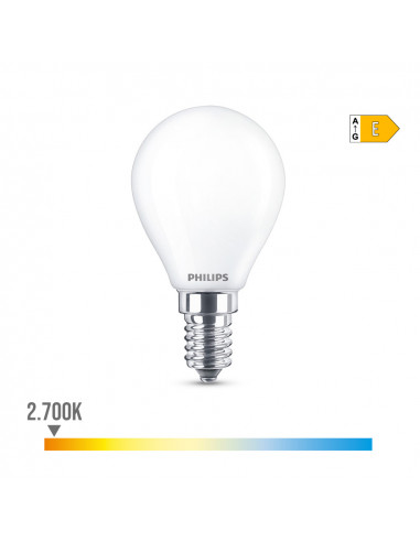 Ampoule led sphérique e14 6.5w 806lm 2700k lumière chaude ø4.5x8cm philips