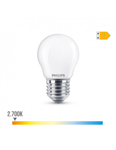 Ampoule led sphérique e27 6.5w 806lm 2700k lumière chaude ø4.5x7.8cm philips