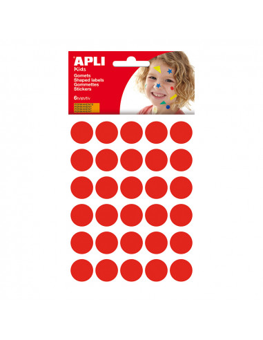 Blister 180 uni. gomets rondes couleur rouge taille ø20mm