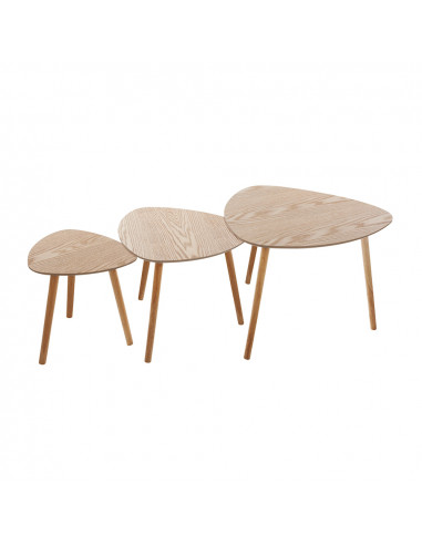 Set de table café en bois modèle mileo. il comprend 3 tables: 41x39x39cm, 46x47,5x47,5cm et 51x595x59,7cm