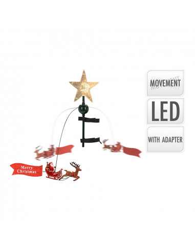 Star avec led pour couronner l'arbre de noël avec mouvement. 22x8x51cm