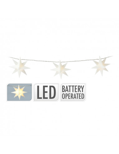 Décoratif guirlande star 10 leds lumière blanche chaude. 1,8m