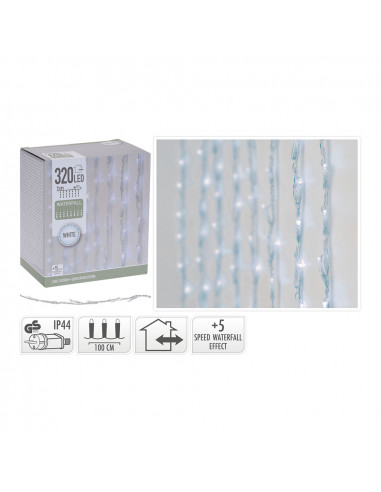 Rideau 320 leds blanc froid avec 5 fonctions led 1x2m