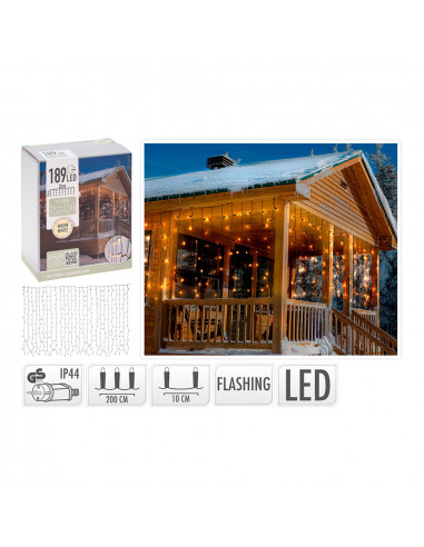 Rideau 189 leds flash warm blanc 2x0,7m.