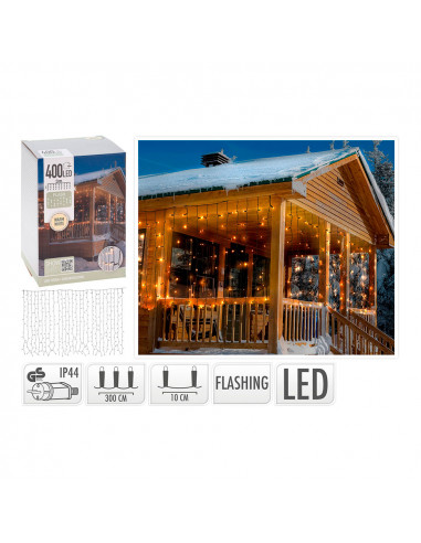 Rideau 400 leds flash warm blanc 3x1m