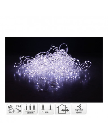 Guirlande soft wire 800 led blanc froid 27m 8 fonctions