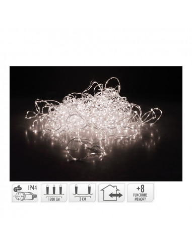 Guirlande soft wire 400 leds blanc chaud 8 fonctions. 15m